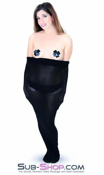 1490DL      Black Sheer Encasement Silk Stocking Full Body Sack - MEGA Deal