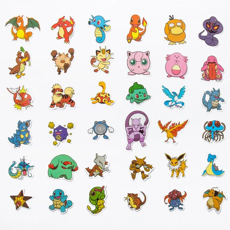 50/100Pcs Pokemon Stickers Kawaii Pikachu stickers |Cartoon stickers for Skateboard Bicycle Guitar Laptop Kids Waterproof Stiker