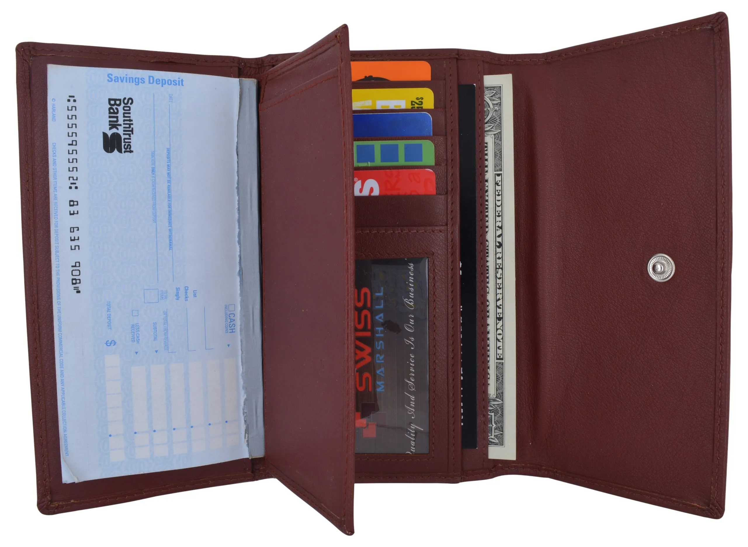 5575GT Genuine Leather Womens Large Clutch Checkbook Holder Ladies Purse Wallet