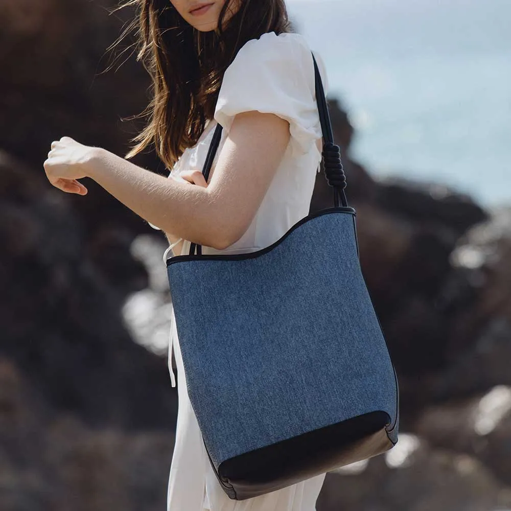 Adeline Tan Large Denim Tote Bag - FINAL