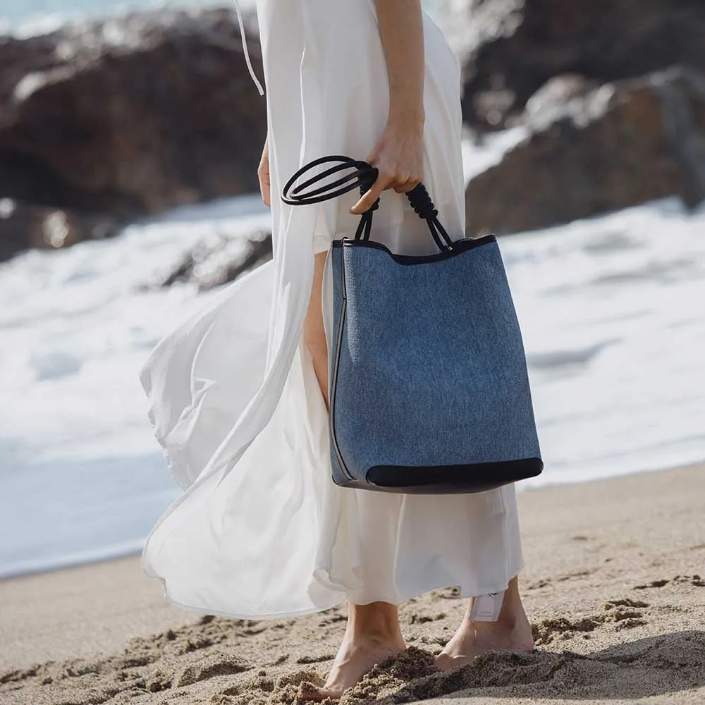 Adeline Tan Large Denim Tote Bag - FINAL