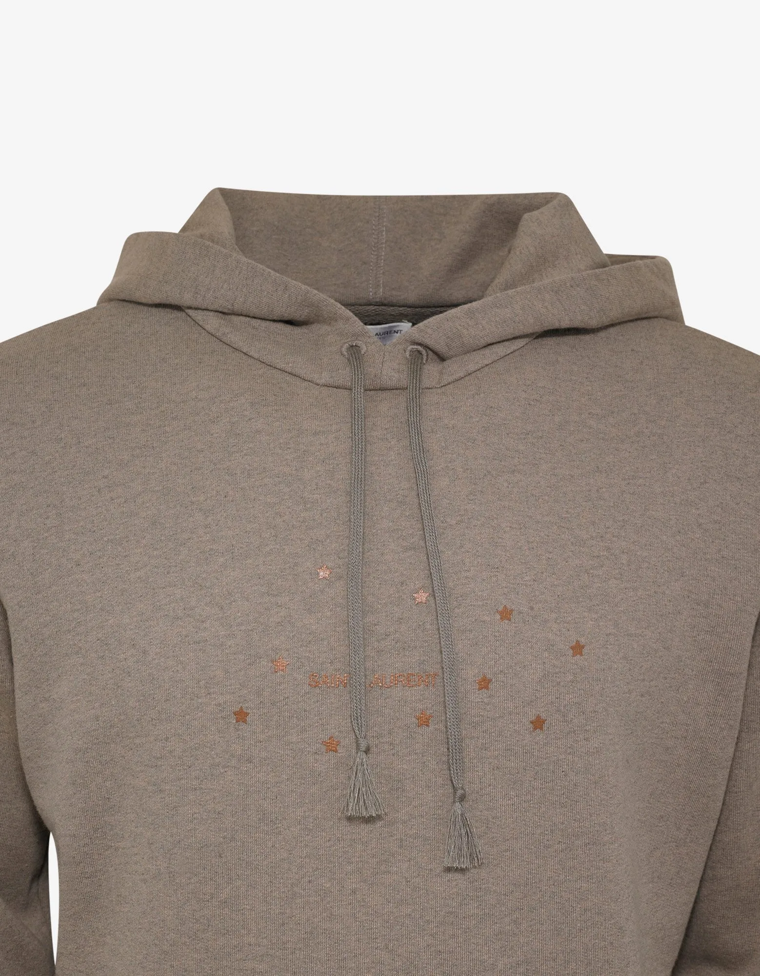 Beige Square Logo & Stars Print Hoodie -