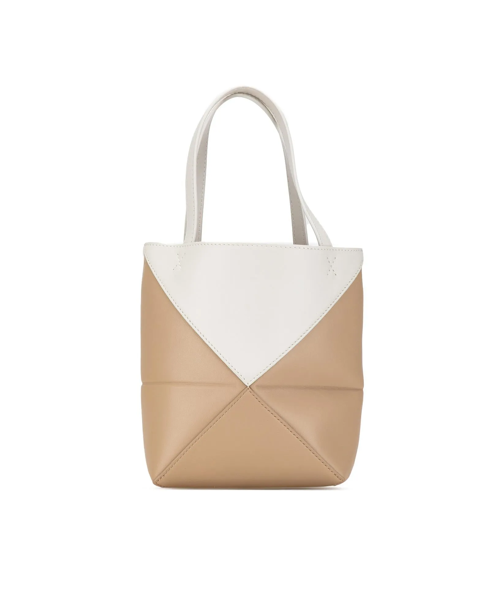 Bicolor Leather Puzzle Fold Tote