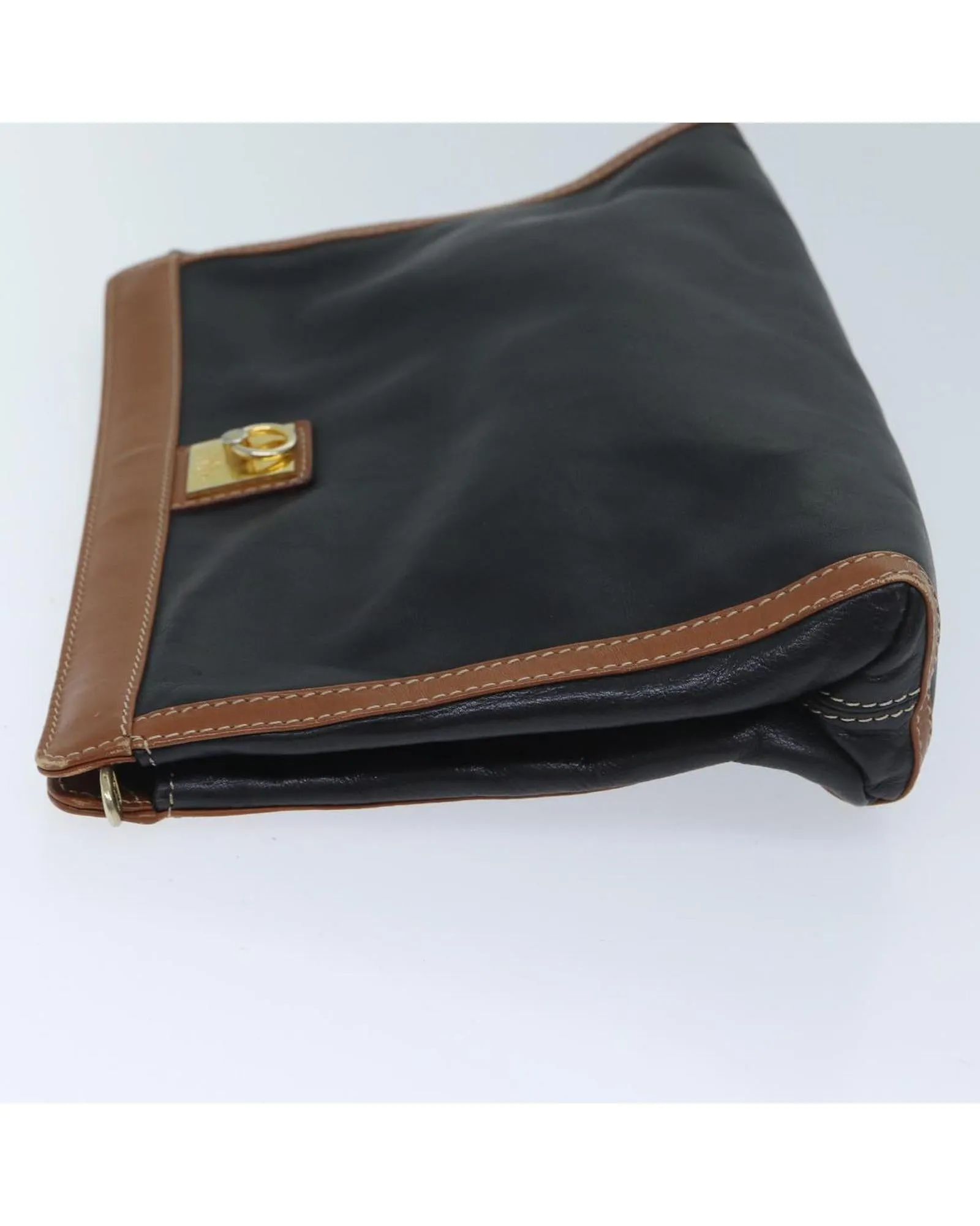 Black Leather Clutch Bag with Accessories - Italy Made - RANK C