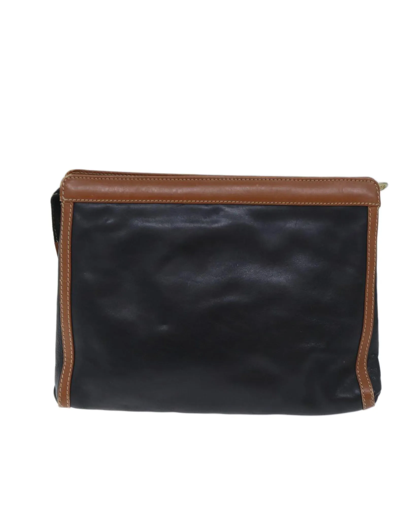 Black Leather Clutch Bag with Accessories - Italy Made - RANK C