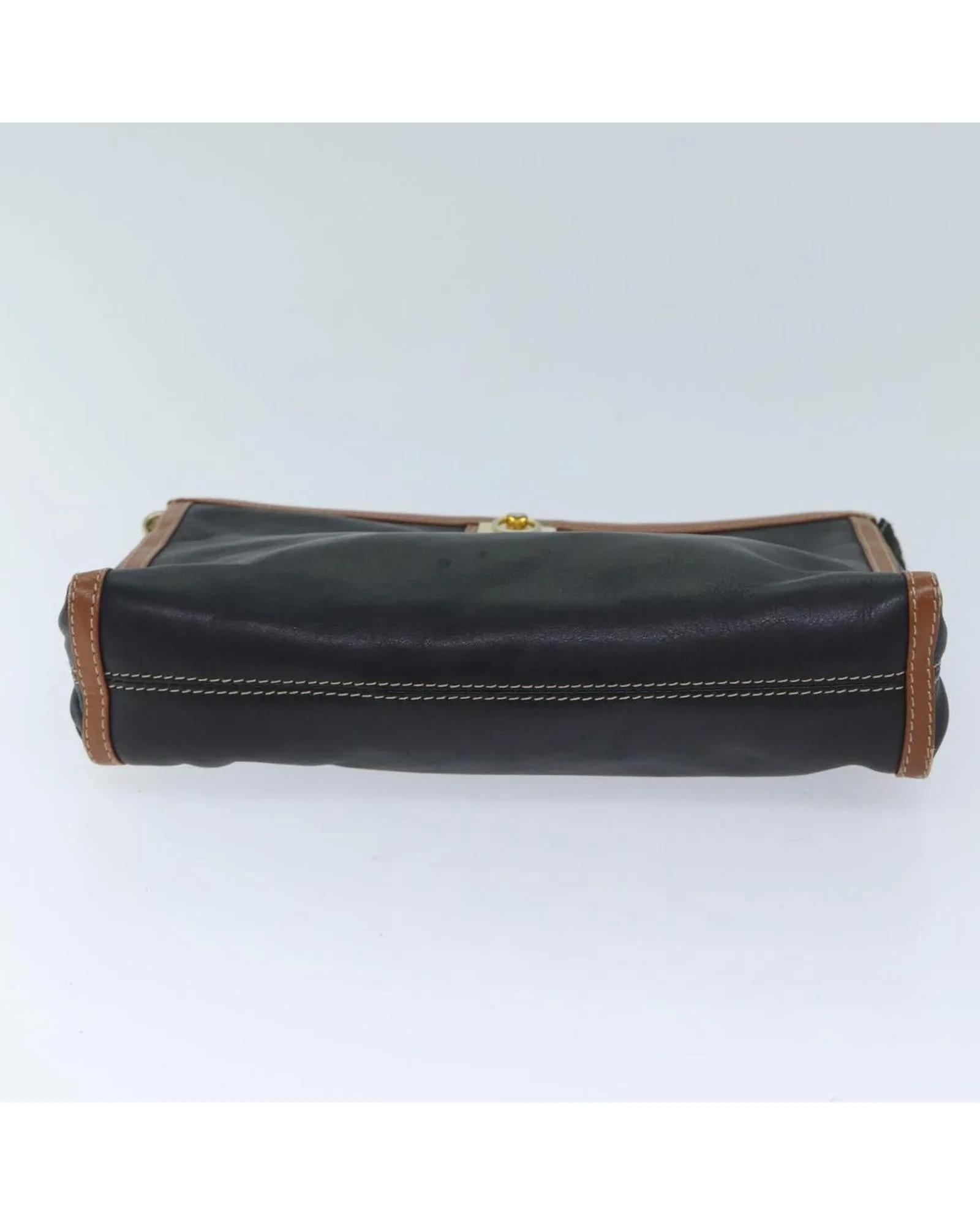 Black Leather Clutch Bag with Accessories - Italy Made - RANK C