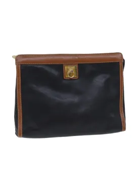 Black Leather Clutch Bag with Accessories - Italy Made - RANK C
