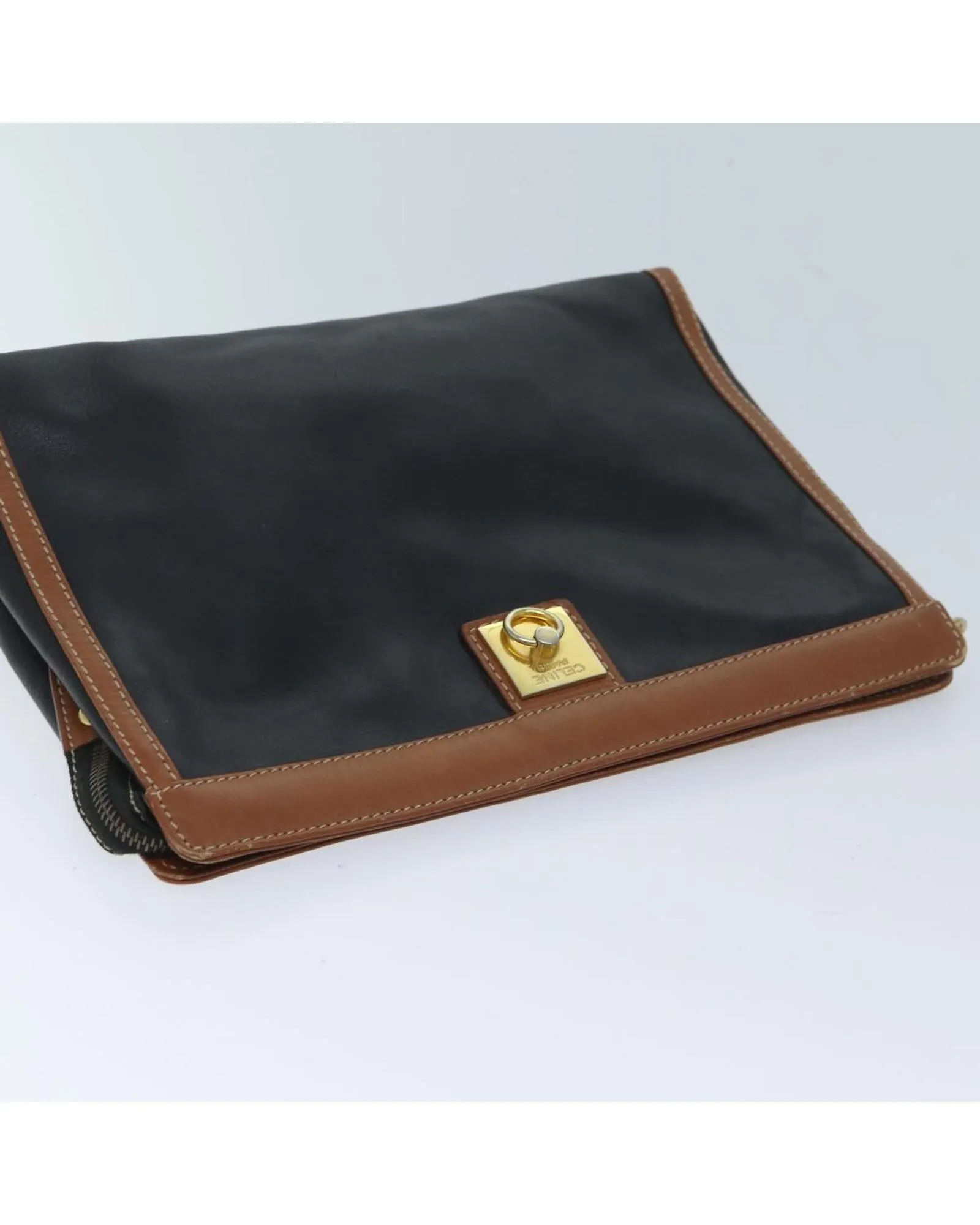Black Leather Clutch Bag with Accessories - Italy Made - RANK C