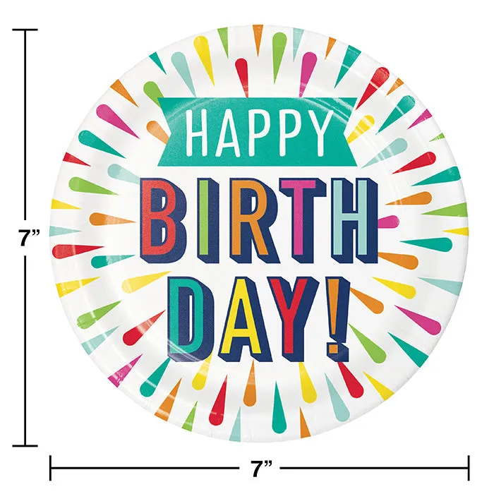Bulk Birthday Burst Paper Dessert Plates (96 per Case)