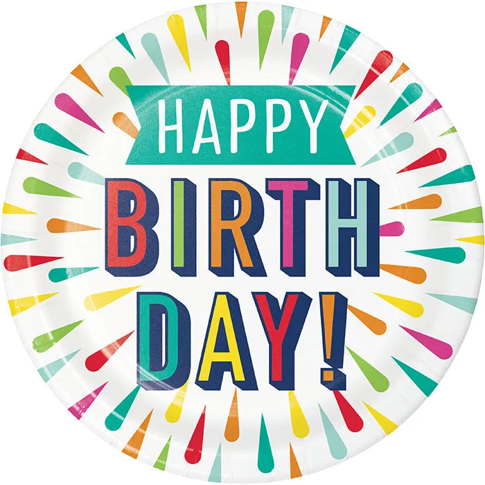Bulk Birthday Burst Paper Dessert Plates (96 per Case)