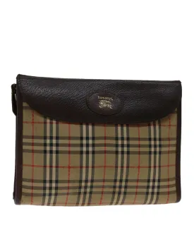 Canvas Beige Clutch Bag with Nova Check Pattern