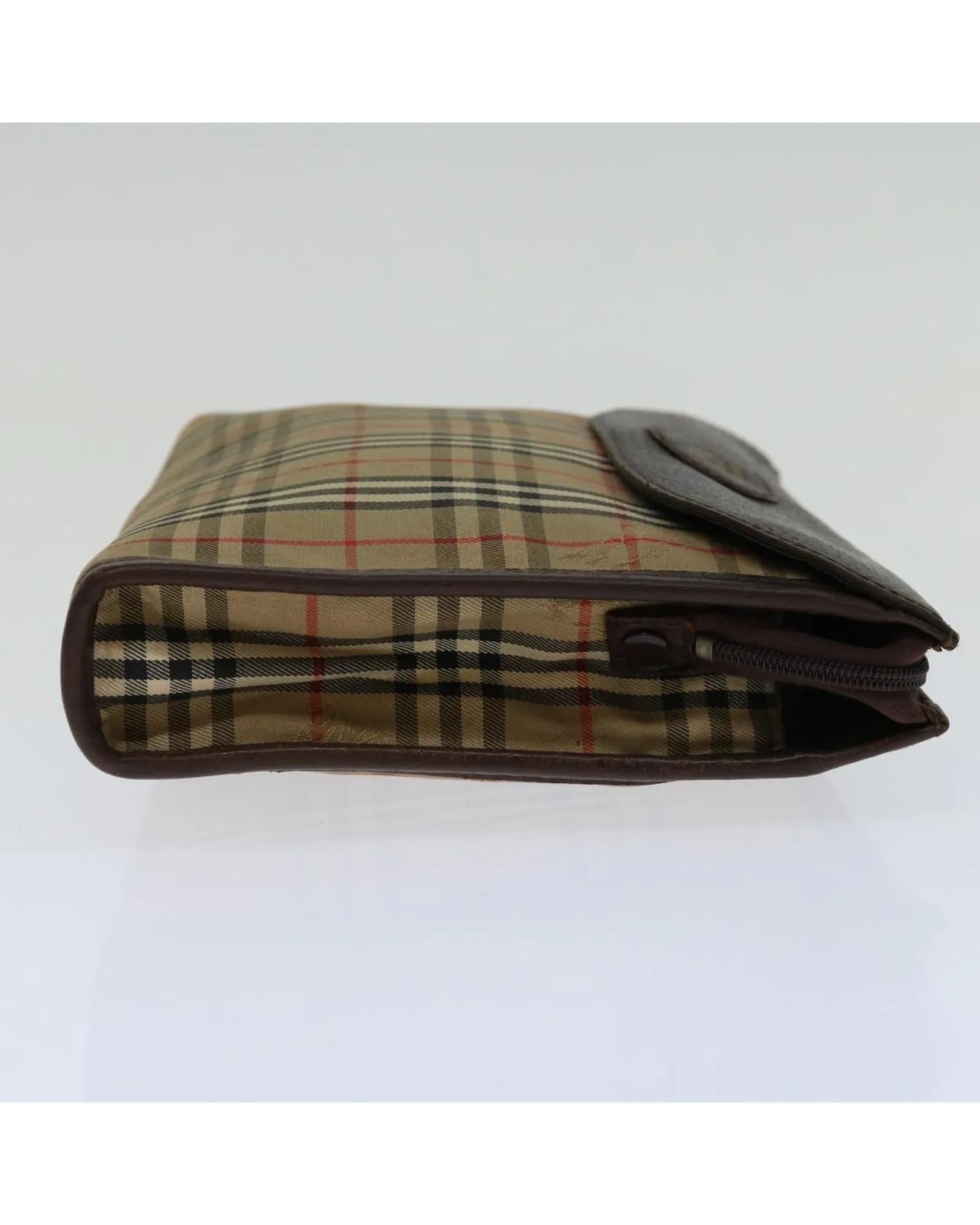 Canvas Beige Clutch Bag with Nova Check Pattern