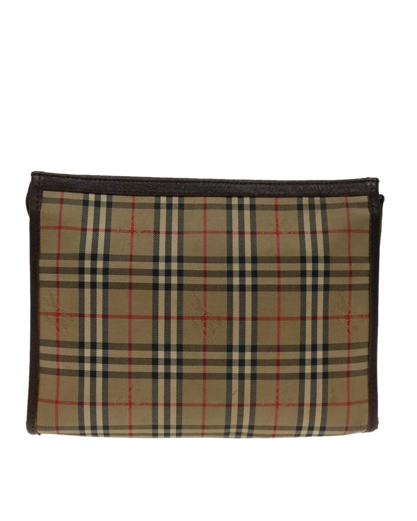 Canvas Beige Clutch Bag with Nova Check Pattern