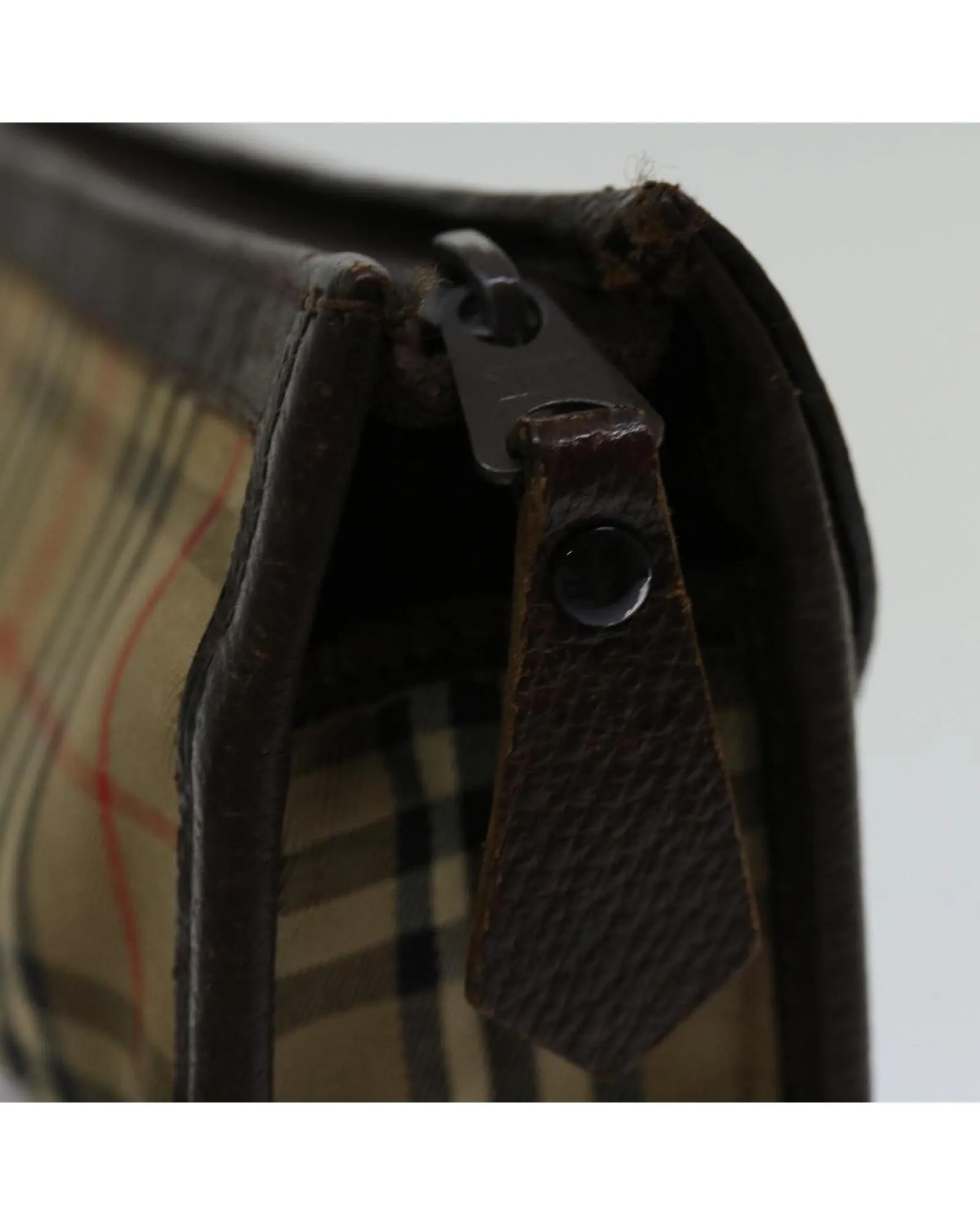 Canvas Beige Clutch Bag with Nova Check Pattern