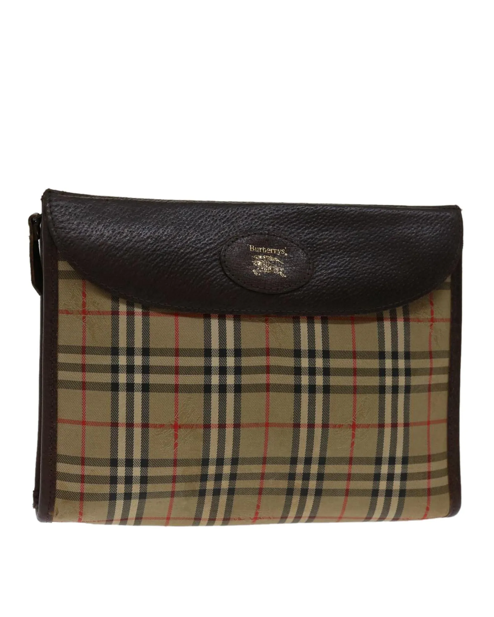 Canvas Beige Clutch Bag with Nova Check Pattern