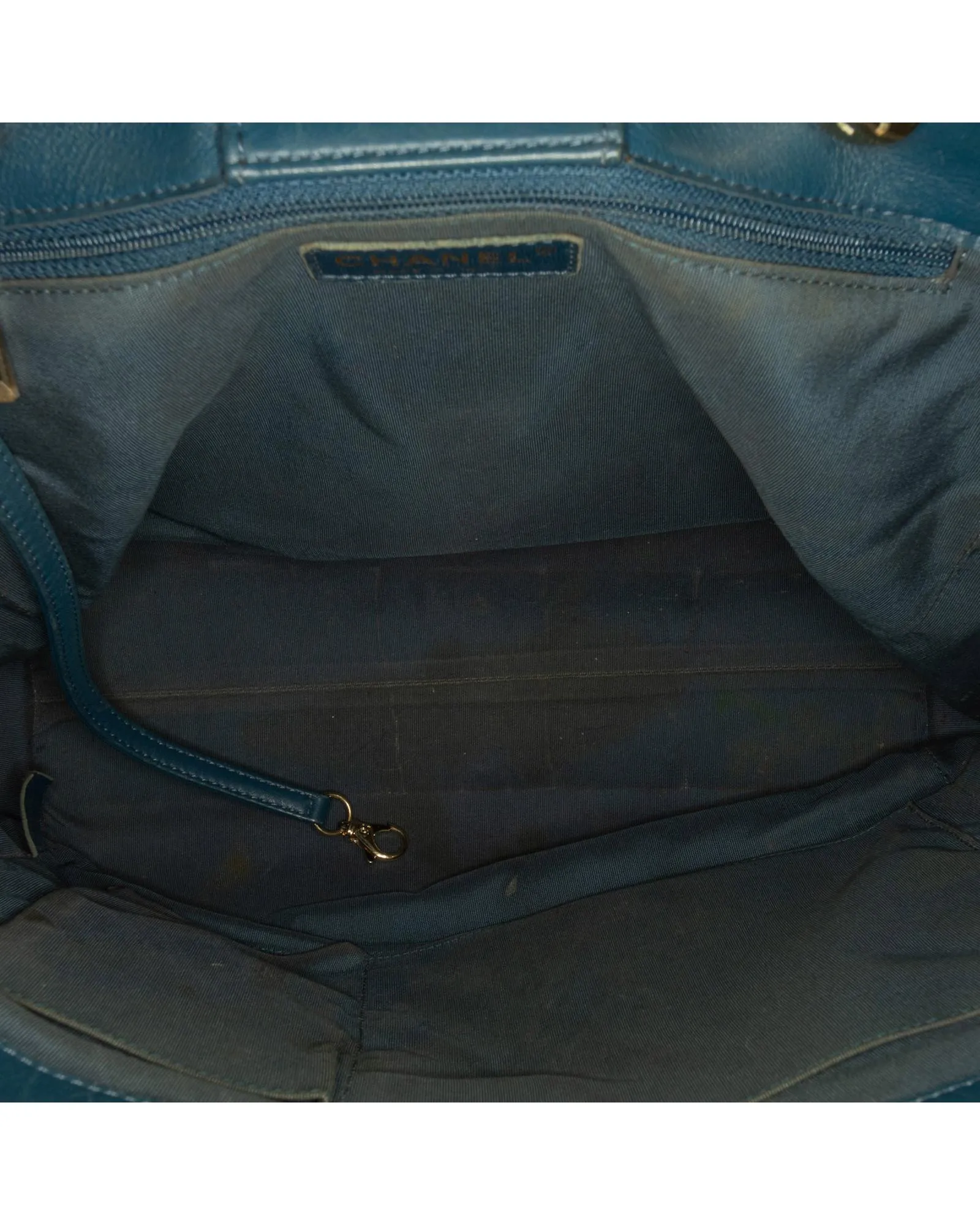 Chanel 19 Teal Lambskin Leather Tote Bag