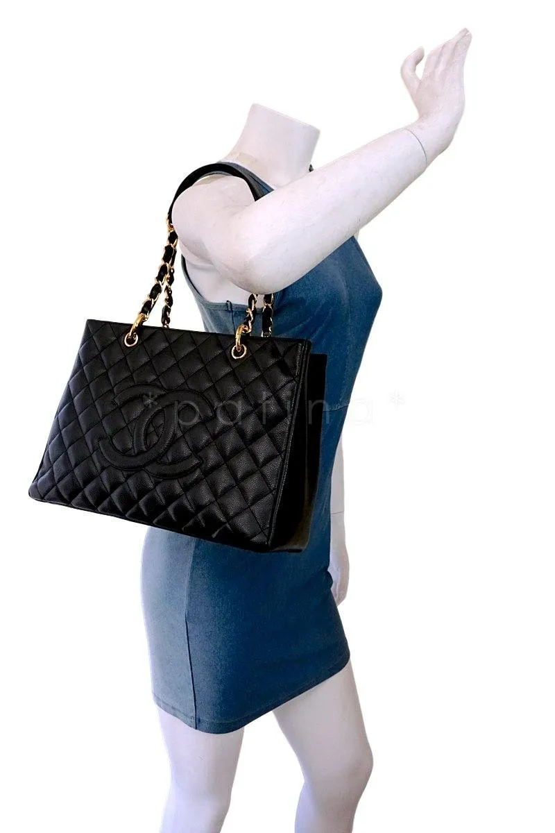 Chanel Black Caviar Classic Grand Shopper Tote GST Shopping Bag GHW