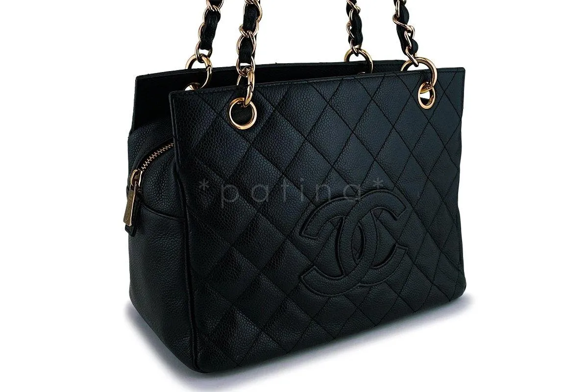 Chanel Black Caviar Classic Petite Timeless Shopper Tote Bag GHW