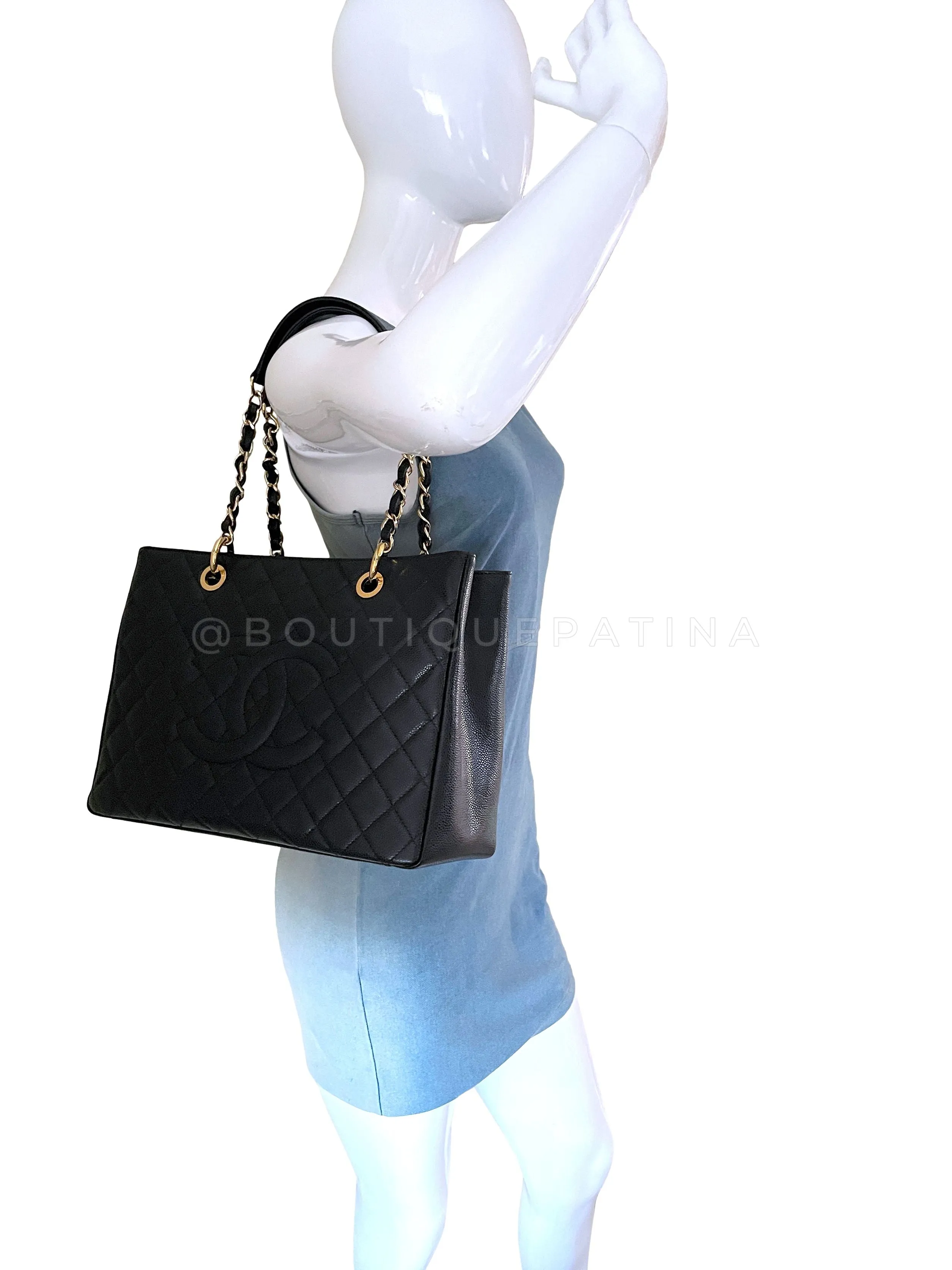 Chanel Black Caviar Grand Shopper Tote GST Bag GHW