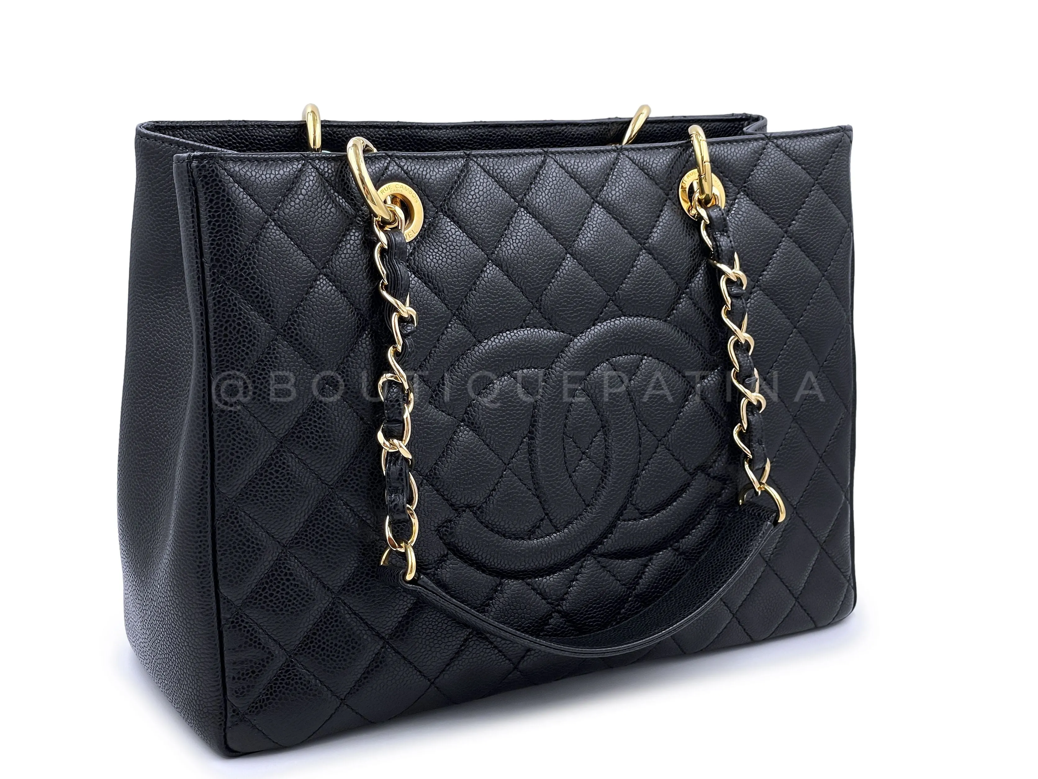 Chanel Black Caviar Grand Shopper Tote GST Bag GHW