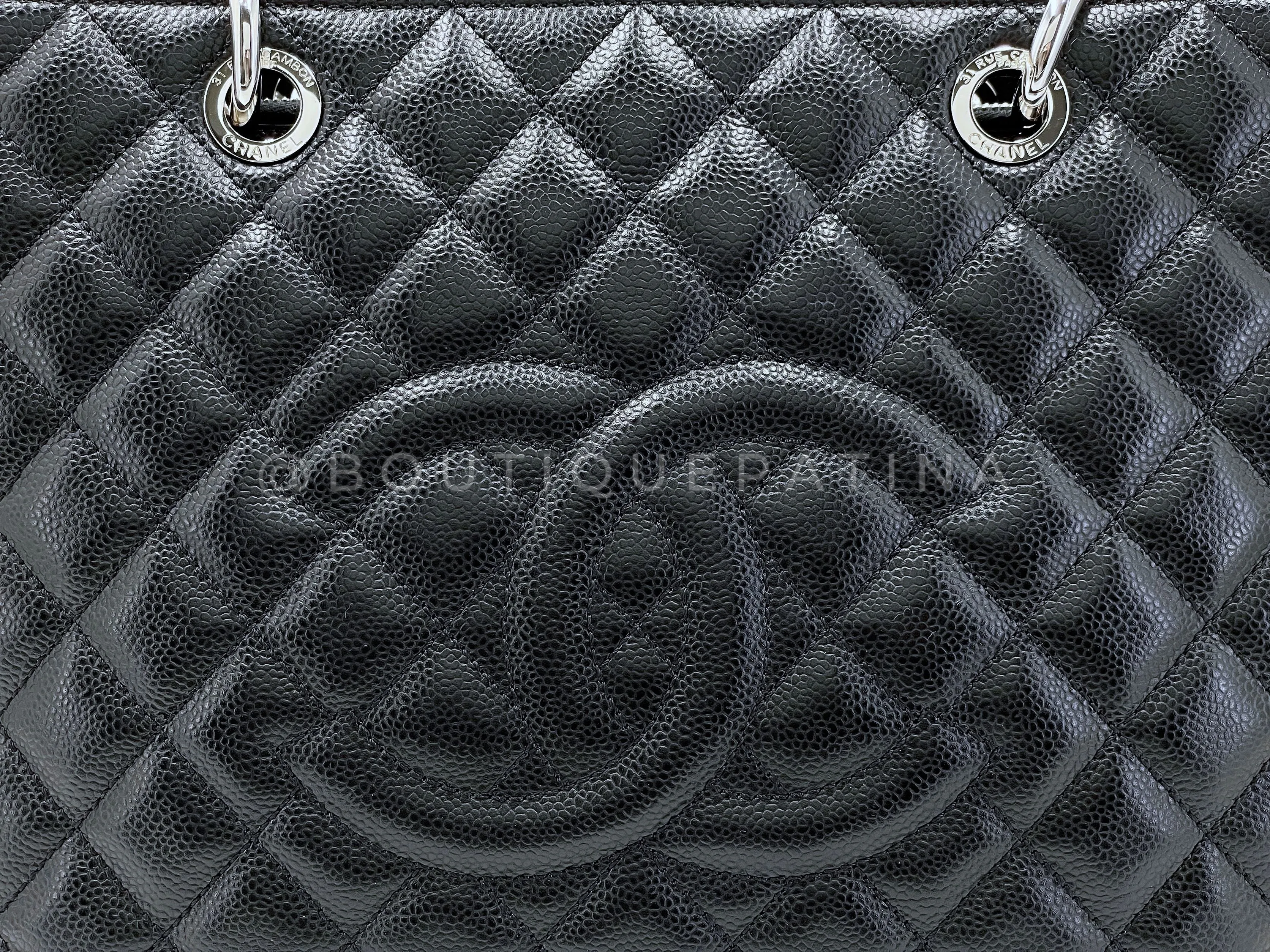 Chanel Black Caviar Grand Shopper Tote GST Bag SHW
