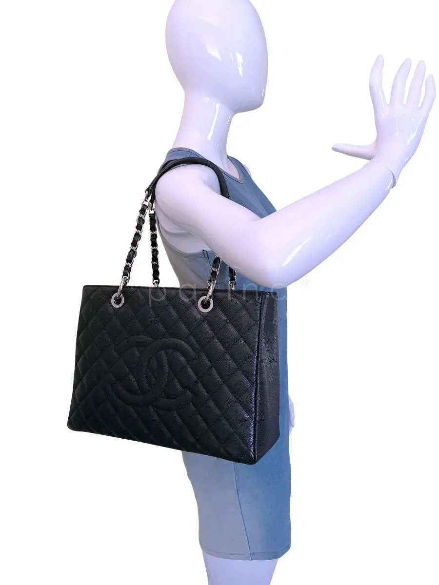 Chanel Black Caviar Grand Shopper Tote GST Bag SHW
