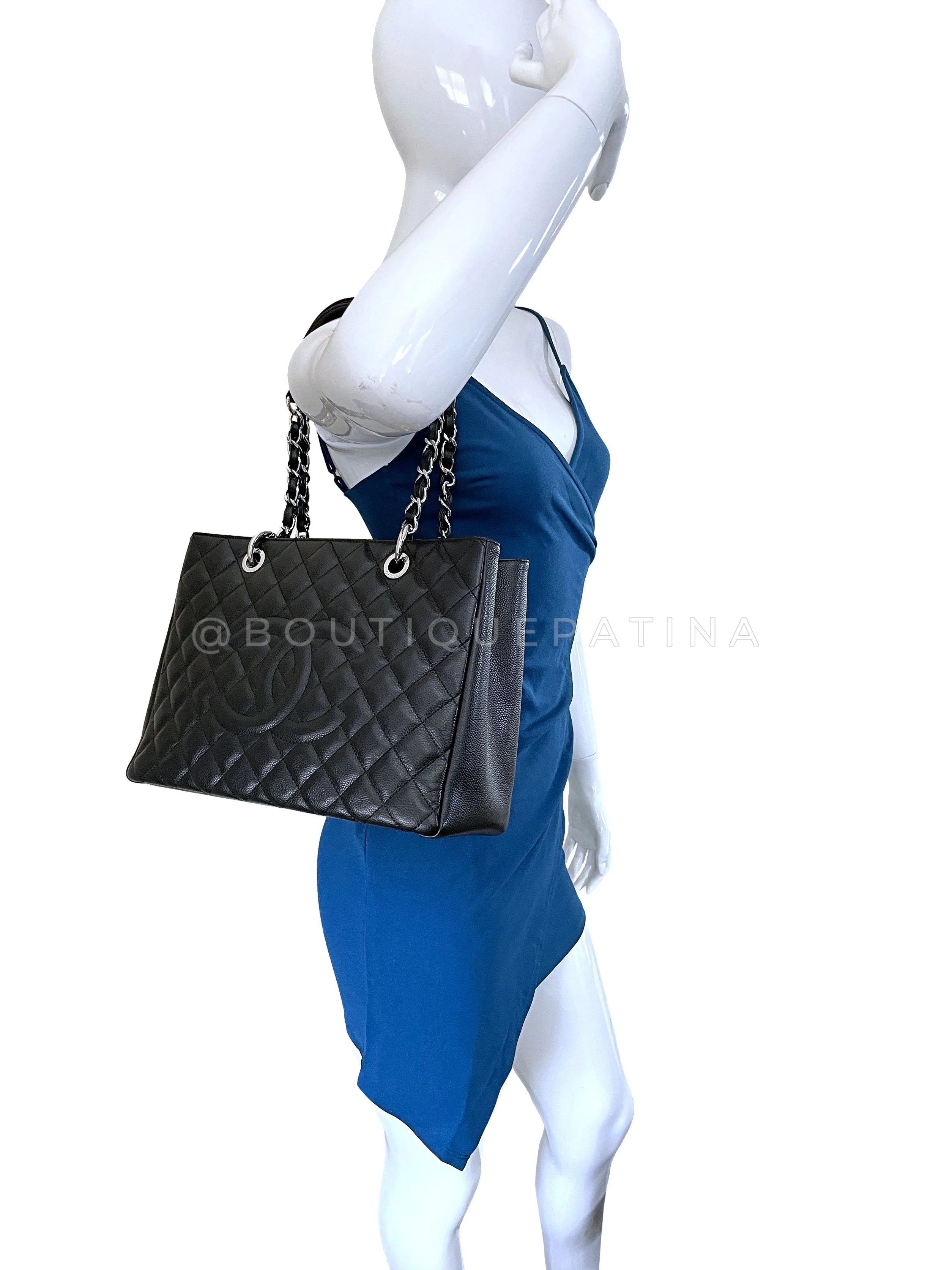 Chanel Black Caviar Grand Shopper Tote GST Bag SHW
