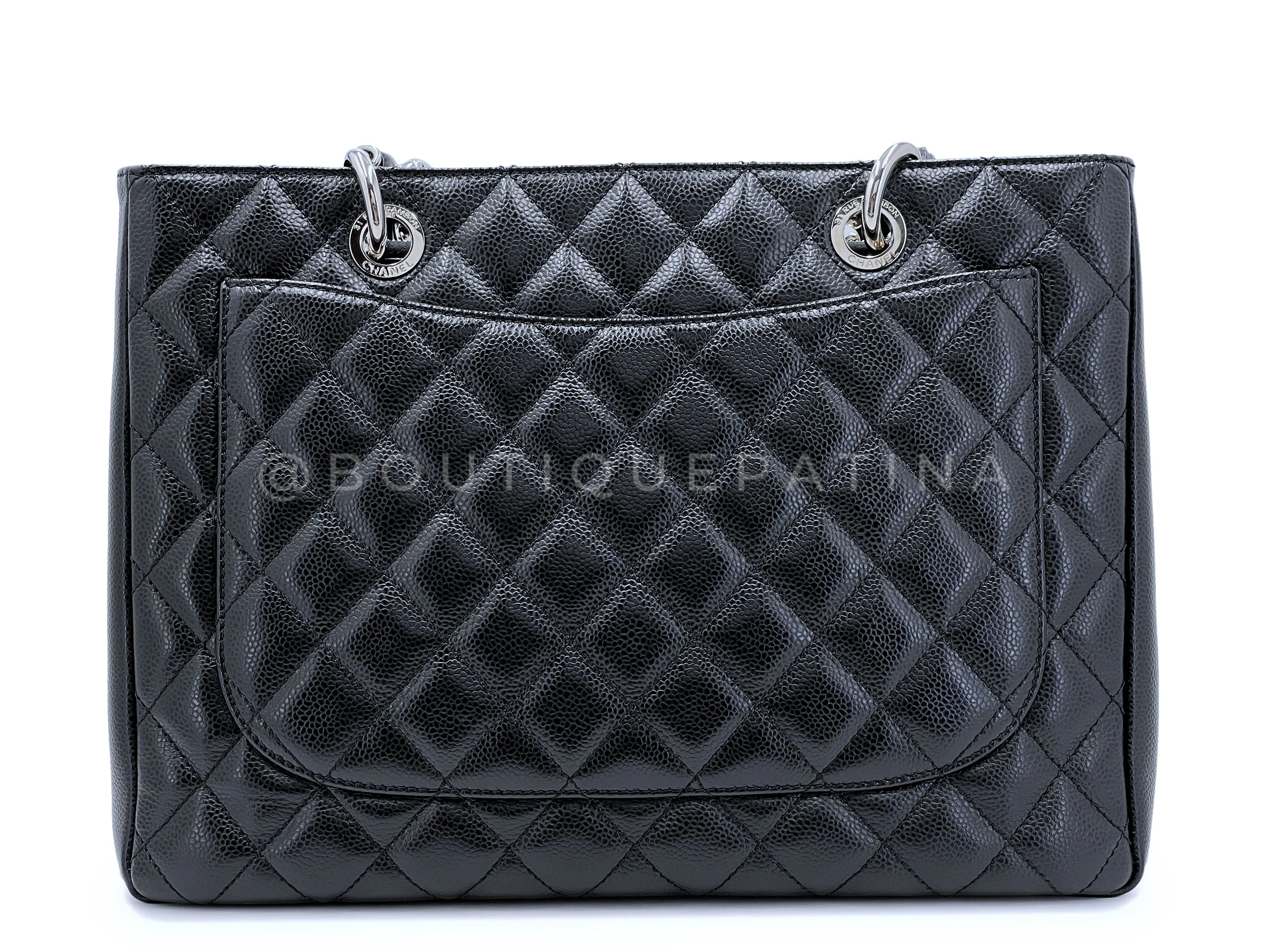 Chanel Black Caviar Grand Shopper Tote GST Bag SHW