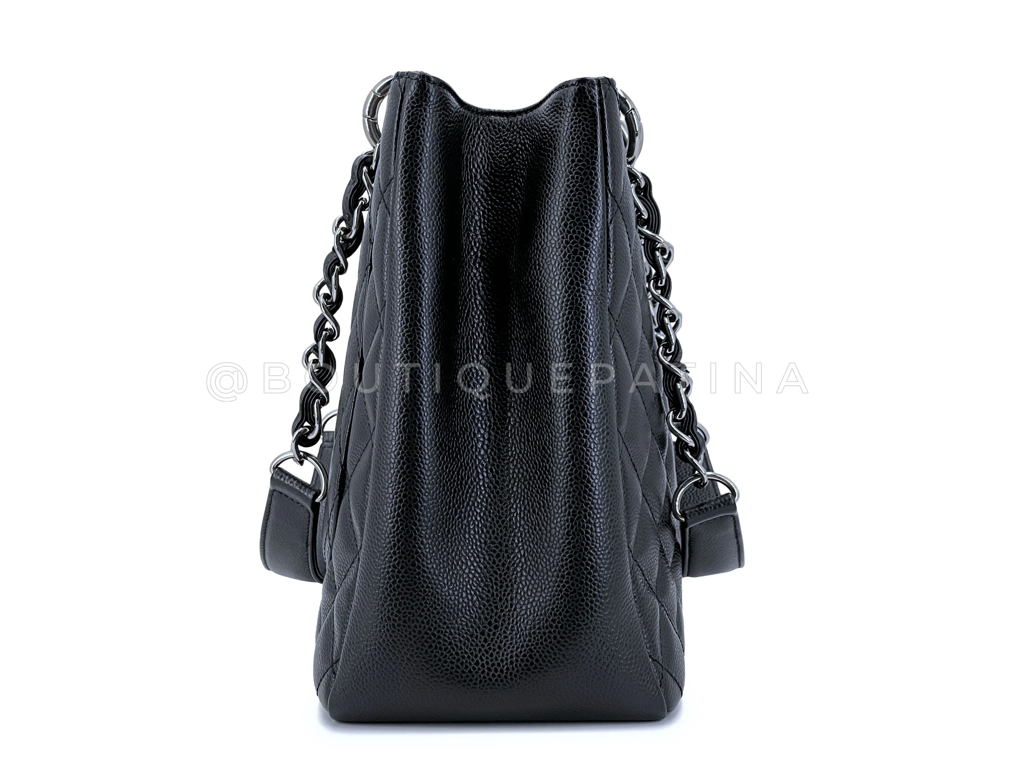 Chanel Black Caviar Grand Shopper Tote GST Bag SHW
