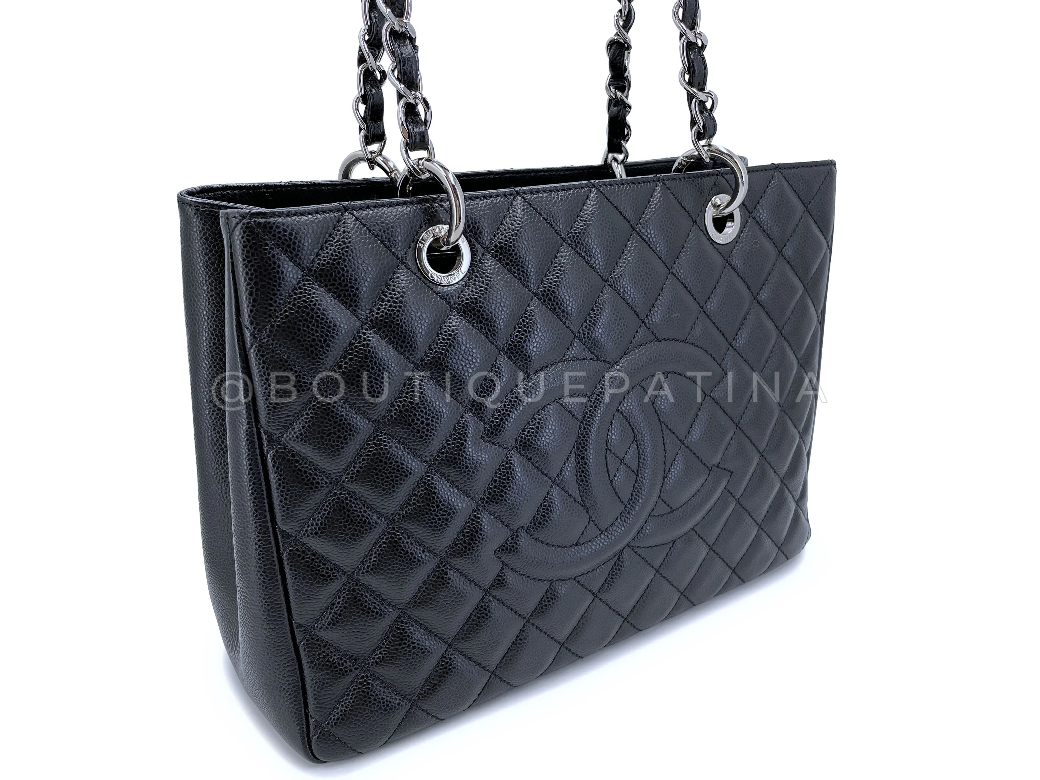 Chanel Black Caviar Grand Shopper Tote GST Bag SHW