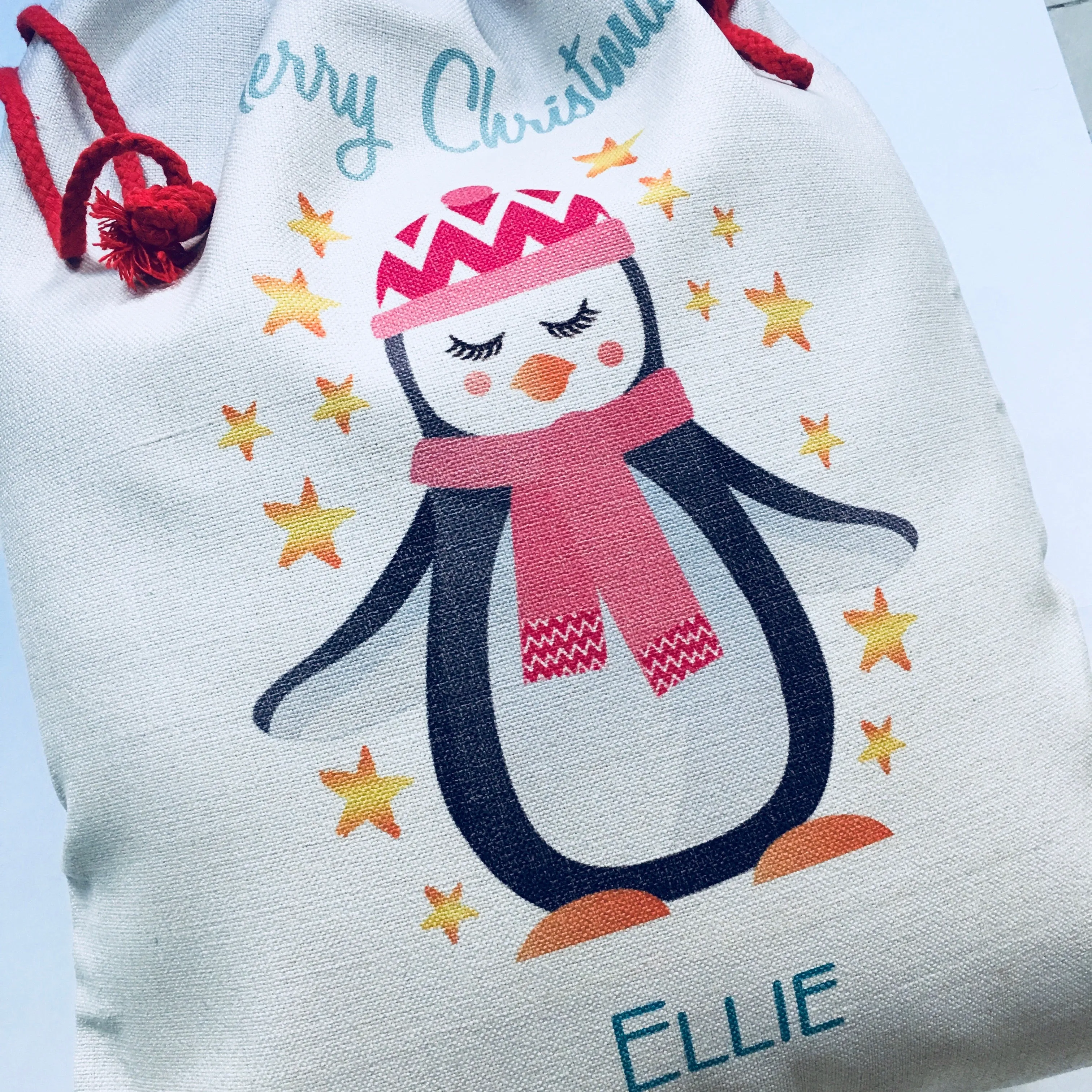 Festive Penguin Santa Sack - Non-personalised & Personalised
