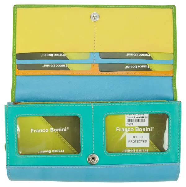 Franco Bonini - 4206 Classic Flap over ladies leather wallet - Pastel Multi