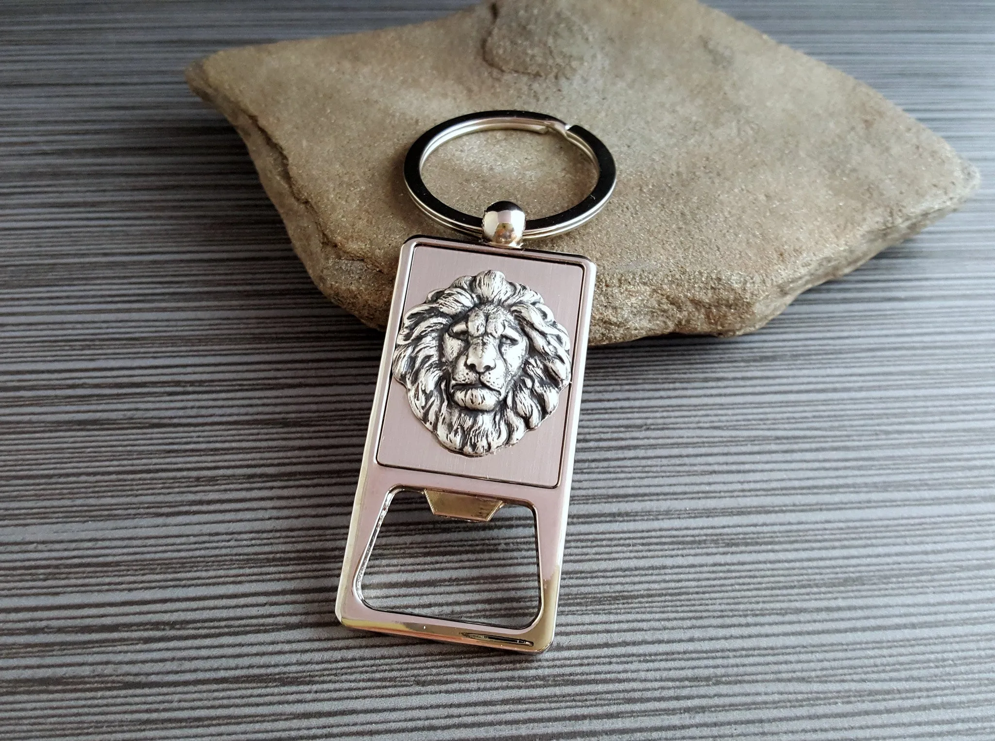 Handmade Silver Lion Bottle Opener Key Chain