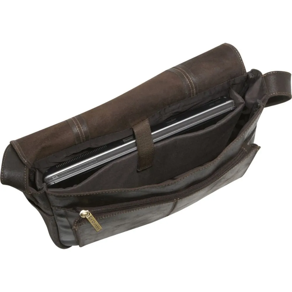 Le Donne Leather Distressed Leather Laptop Messenger