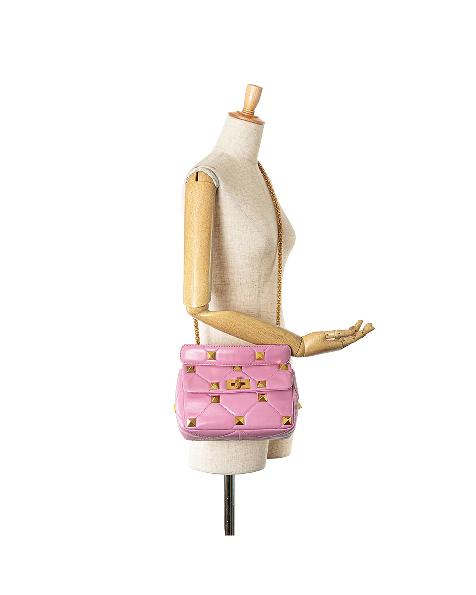 Medium Nappa Studded Quilted Leather Satchel with Chain Strap