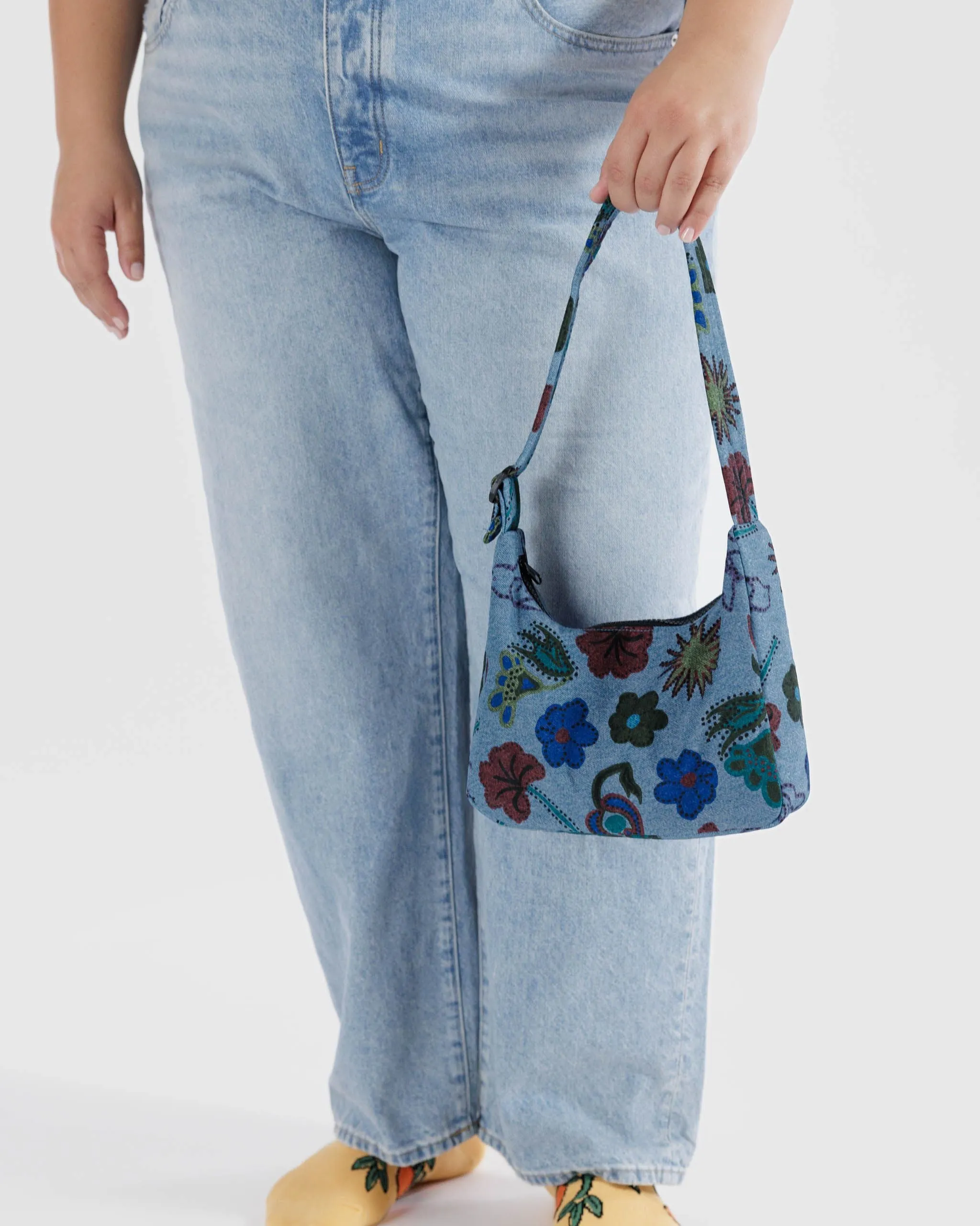 Mini Nylon Shoulder Bag - Digital Denim Birds