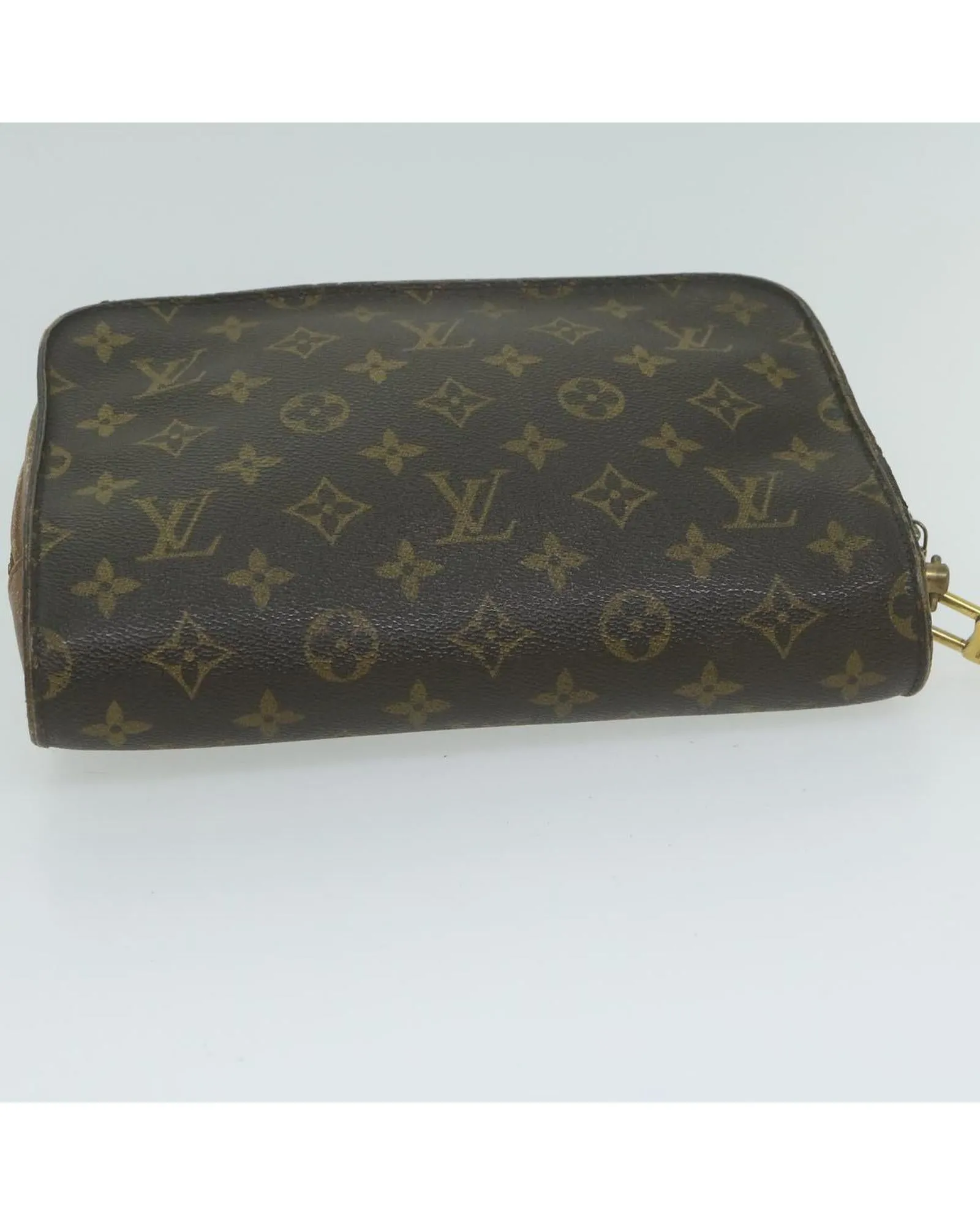 Monogram Canvas Clutch Bag with Metal Fittings - Used