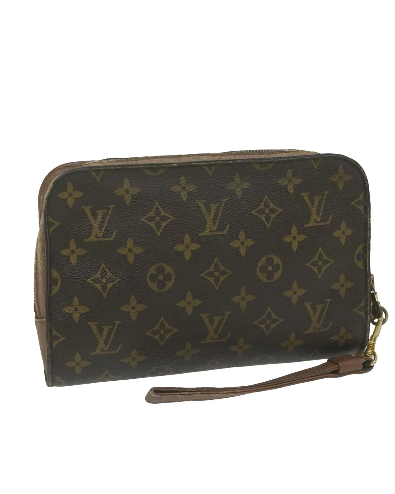 Monogram Canvas Clutch Bag with Metal Fittings - Used