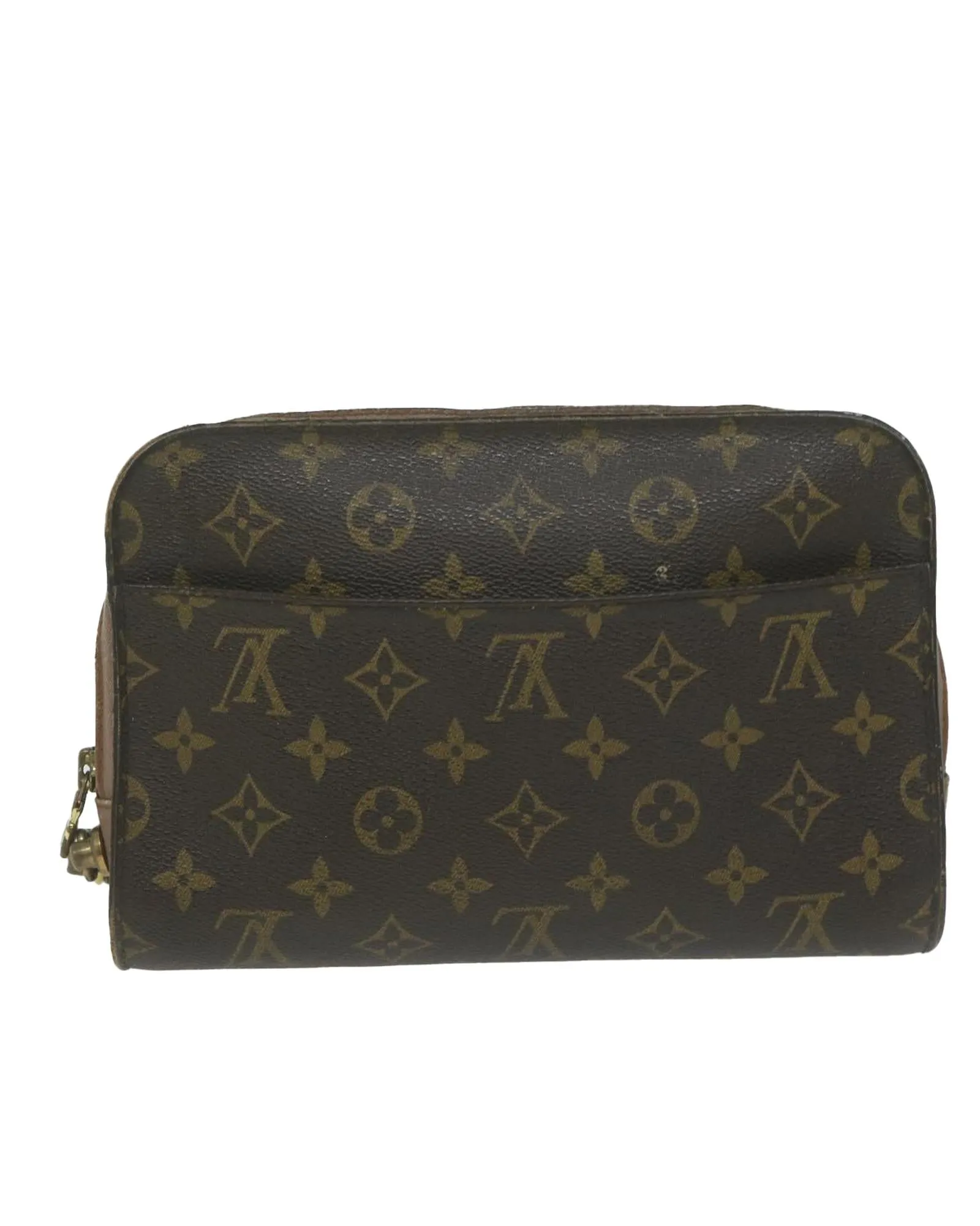 Monogram Canvas Clutch Bag with Metal Fittings - Used