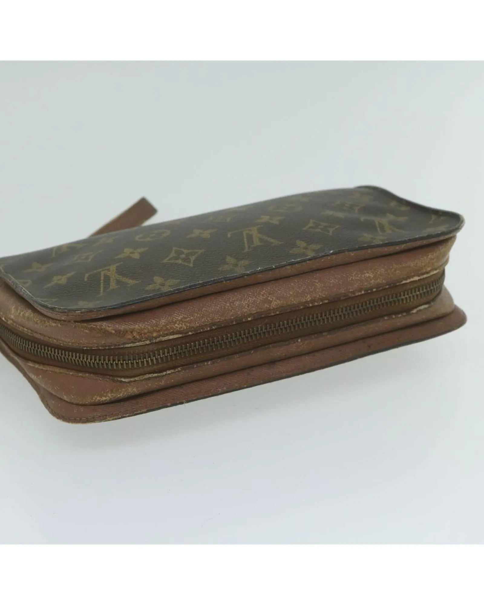 Monogram Canvas Clutch Bag with Metal Fittings - Used
