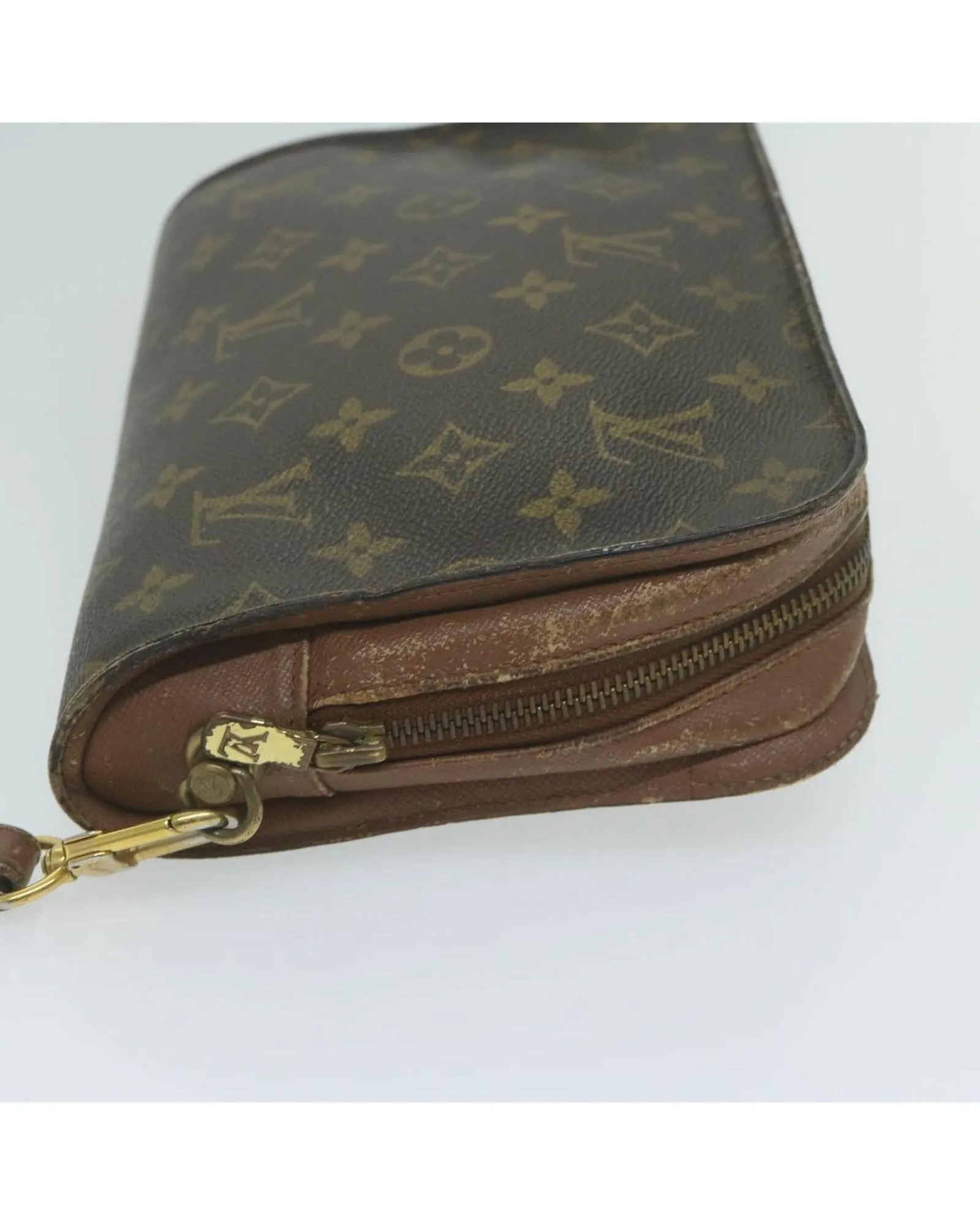 Monogram Canvas Clutch Bag with Metal Fittings - Used