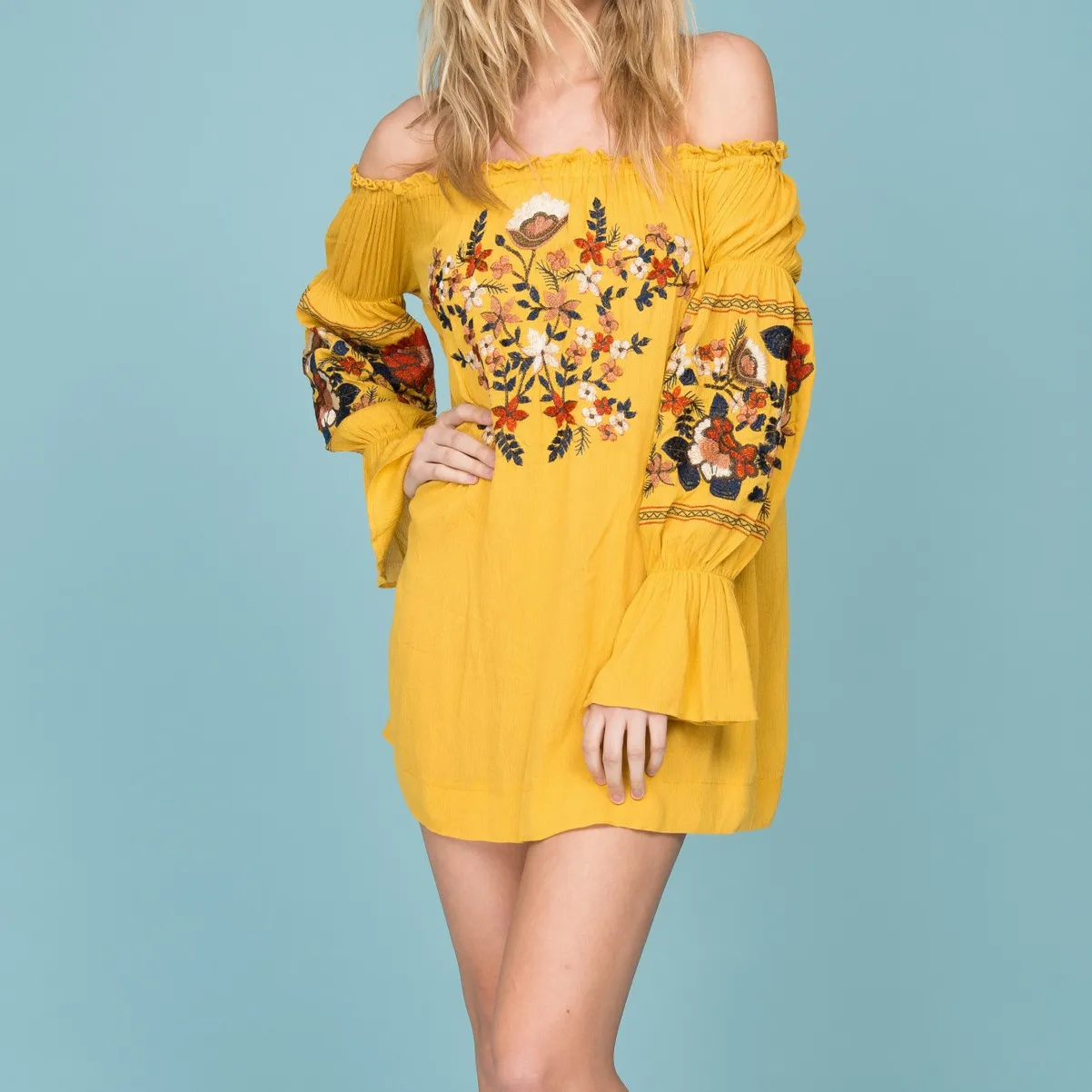 Off the Shoulder Embroidered Dress in More Colors