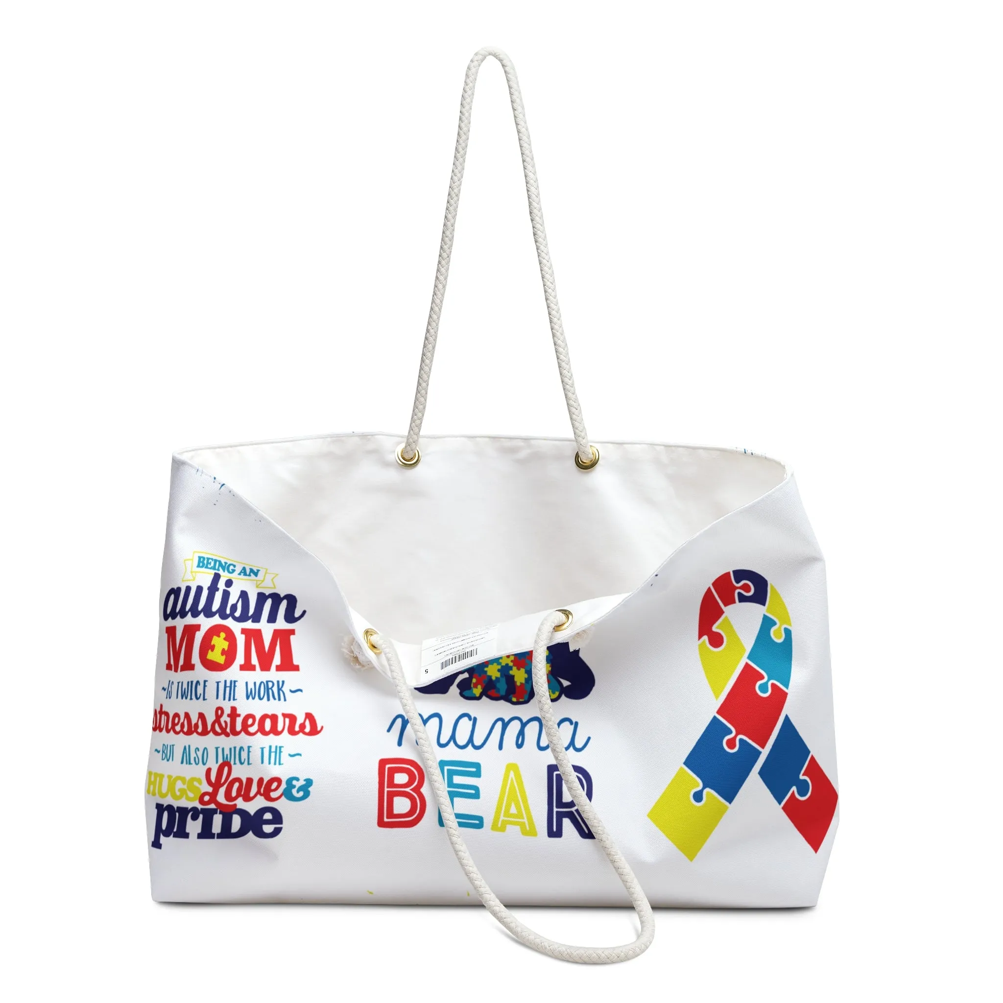 Personalised/Non-Personalised Weekender Bag, Autism Mom, Weekender Bag, Beach Bag, Book Bag