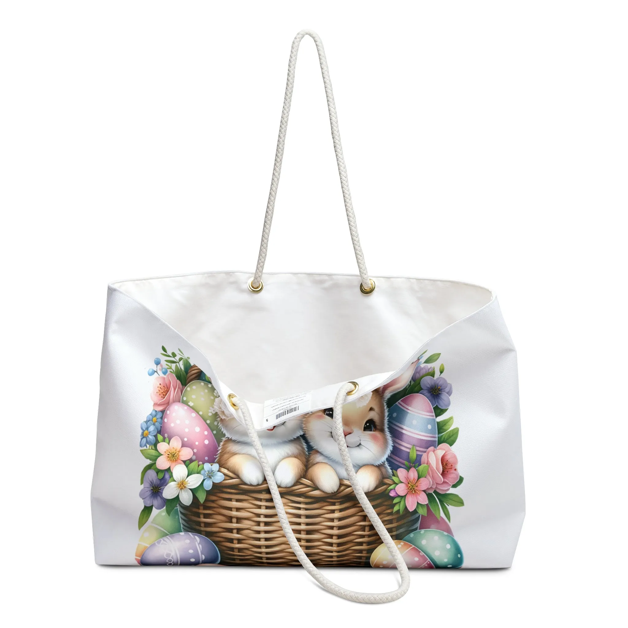 Personalised/Non-Personalised Weekender Bag, Easter Bunny's, Rabbits, Large Weekender Bag, Beach Bag, Book Bag