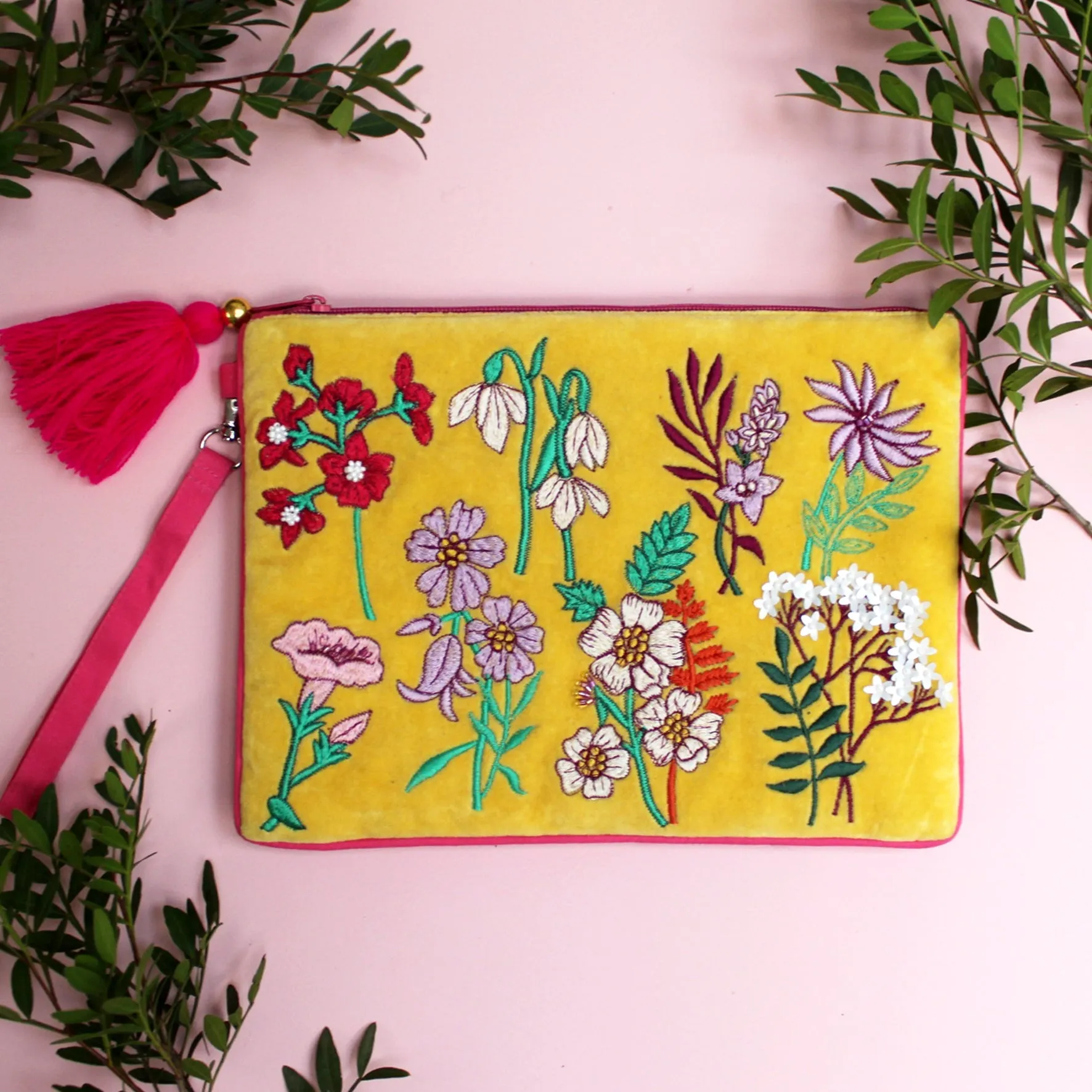 Posy Yellow Clutch Bag