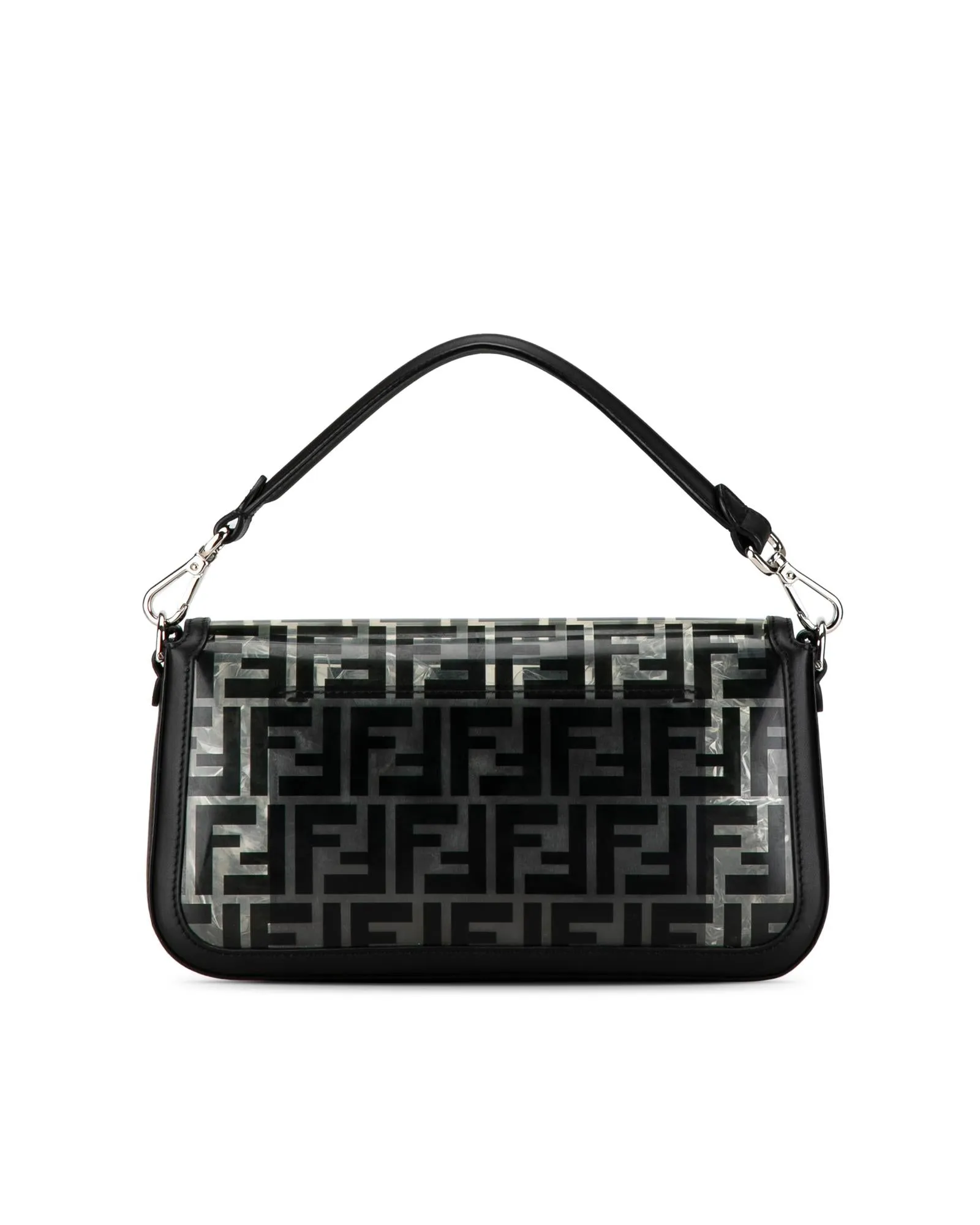 PVC Baguette Satchel with Detachable Straps and Flap Closure