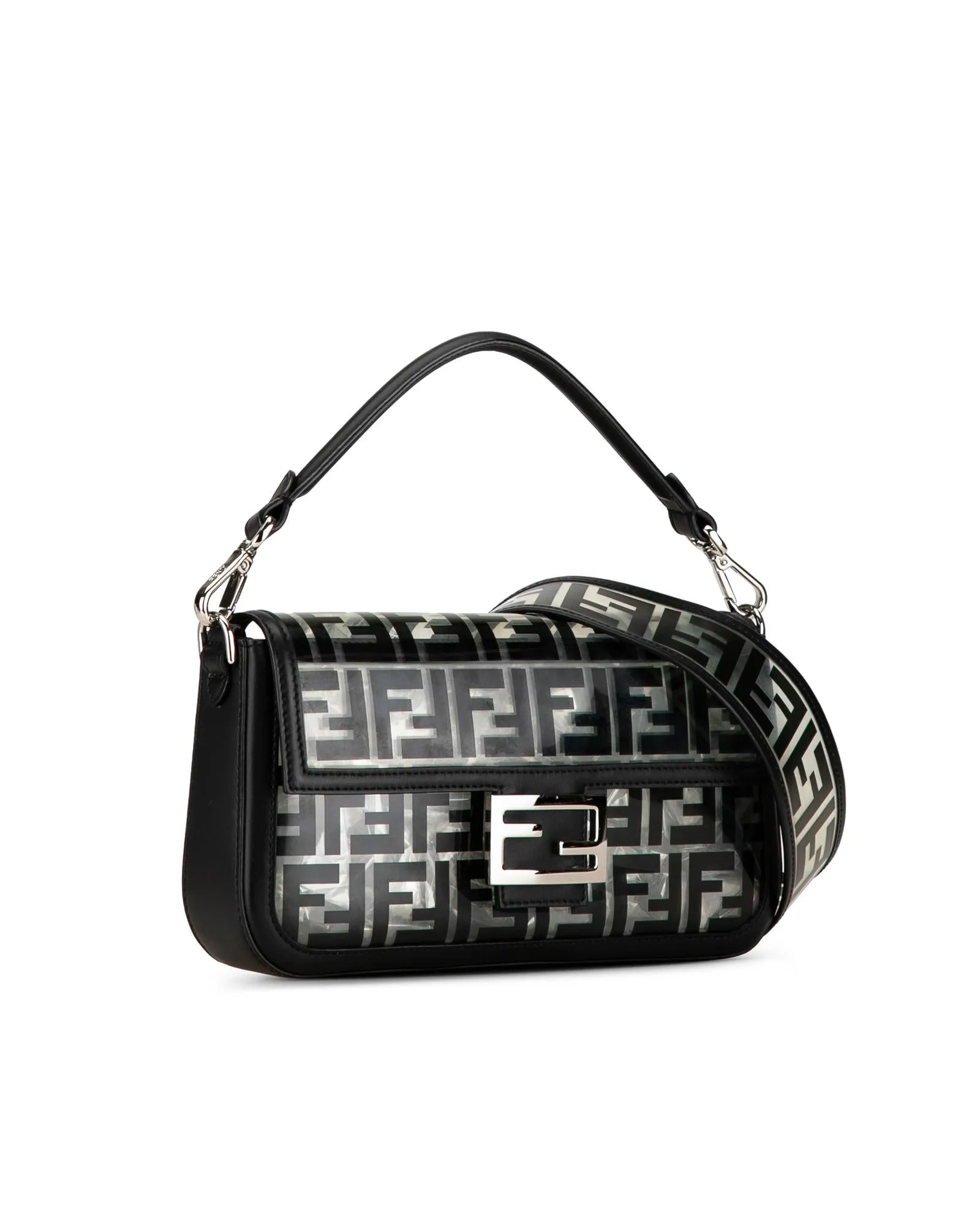 PVC Baguette Satchel with Detachable Straps and Flap Closure