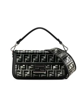 PVC Baguette Satchel with Detachable Straps and Flap Closure