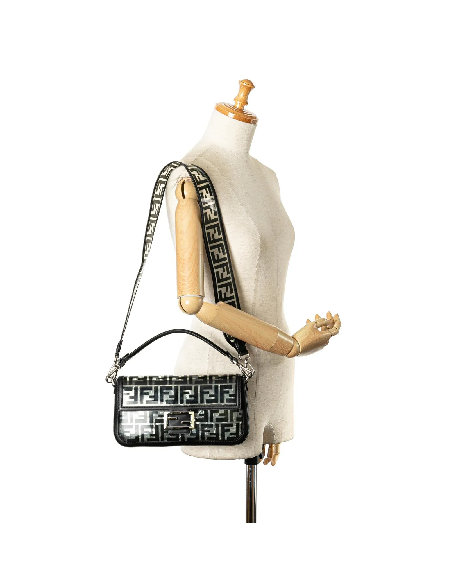 PVC Baguette Satchel with Detachable Straps and Flap Closure