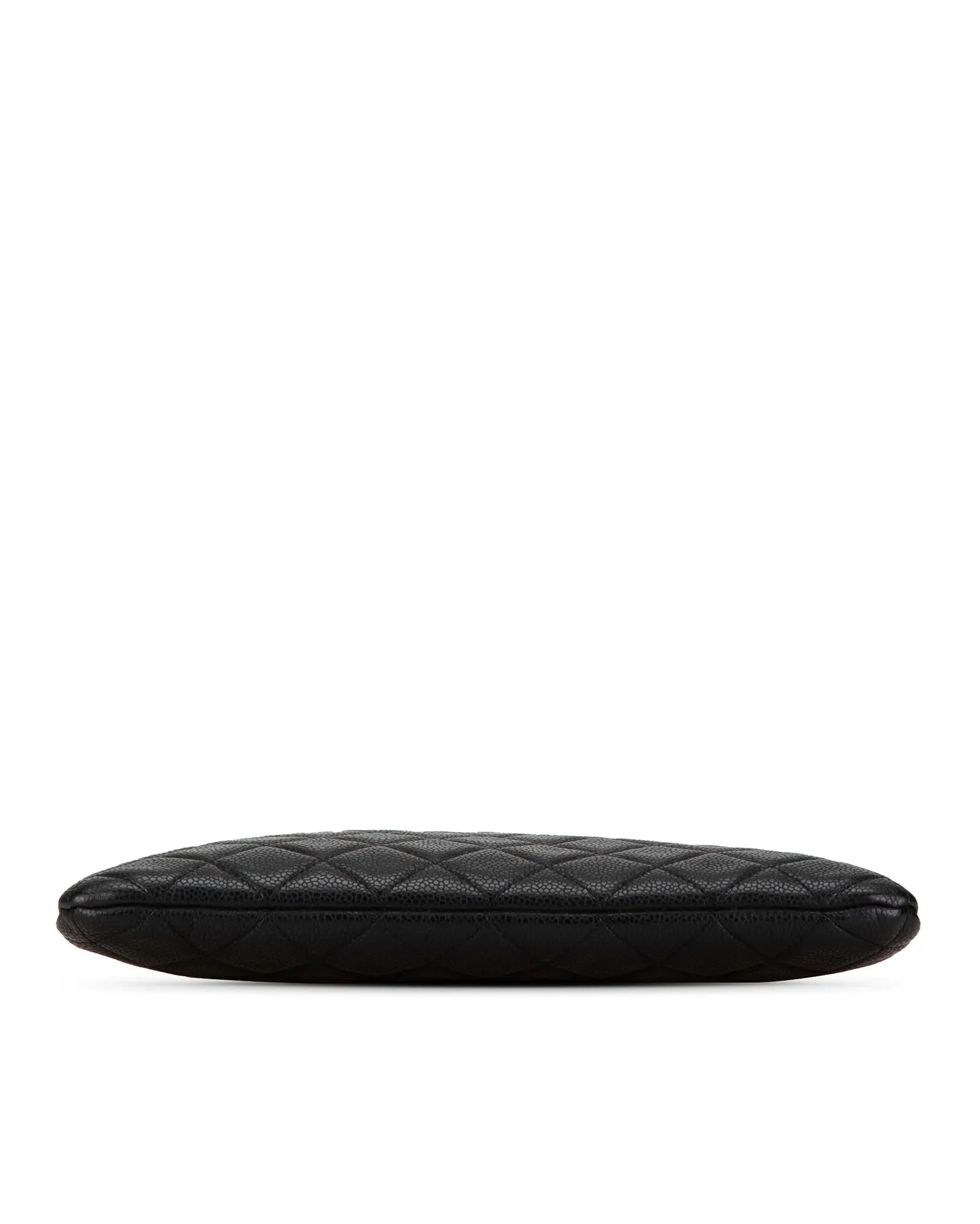 Quilted Caviar Leather Clutch with Zip Closure and Pockets